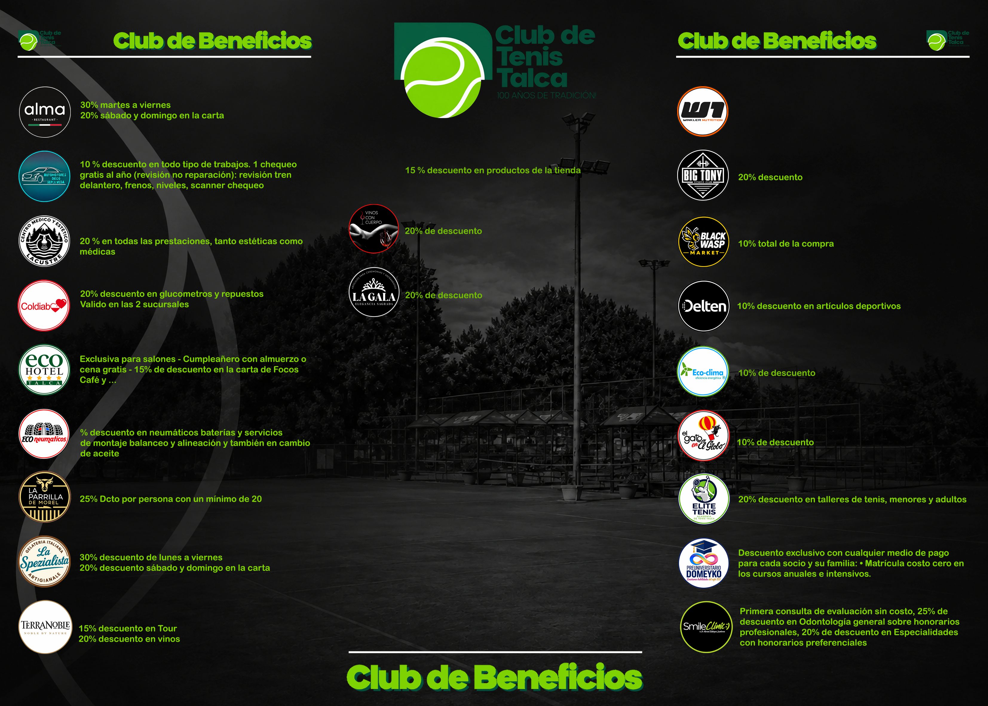 Club de Beneficios - Convenios y descuentos Club de Tenis Talca
